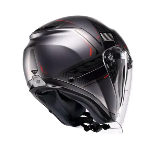 Casco Jet Agv Irides Zagabria Matt Gunmetal Red Doppia Visiera Moto 22206