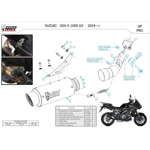 Mivv Suzuki Gsx-S 1000 GX Terminale Di Scarico Marmitta Gp Pro Black Moto Omologato