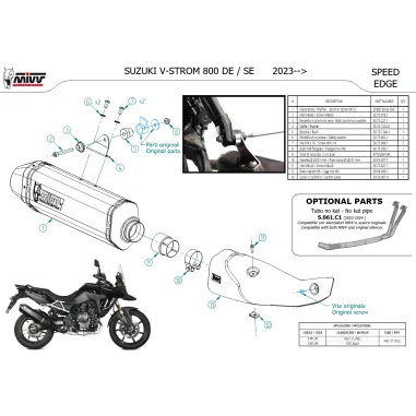 Mivv Suzuki V-Strom 800 SE Terminale Di Scarico Moto Marmitta Speed Edge Inox Nero Omologato