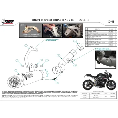 Mivv Triumph Speed Triple 1050 R / S / RS Terminale Di Scarico Moto Marmitta X-M5 Inox Nero