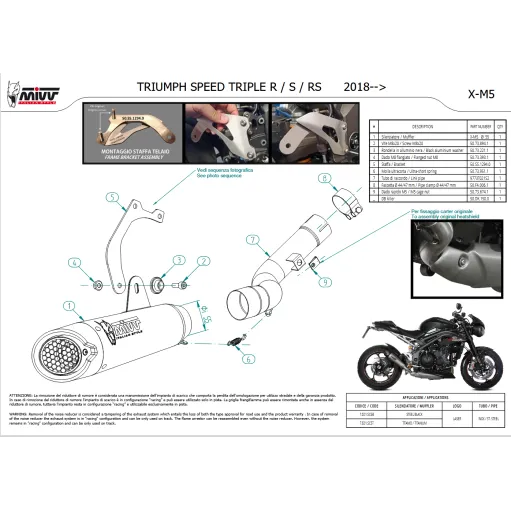 Mivv Triumph Speed Triple 1050 R / S / RS Terminale Di Scarico Moto Marmitta X-M5 Inox Nero