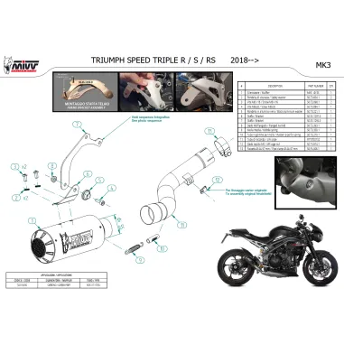 Mivv Triumph Speed Triple 1050 R / S / RS Terminale Di Scarico Moto Marmitta MK3 Carbonio