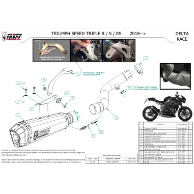 Mivv Triumph Speed Triple 1050 R / S / RS Terminale Di Scarico Moto Marmitta Delta Race Carbonio