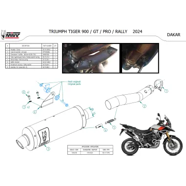 Mivv Triumph Tiger 900 24 - 2025 Terminale Di Scarico Moto Marmitta Dakar Inox Nero Omologato