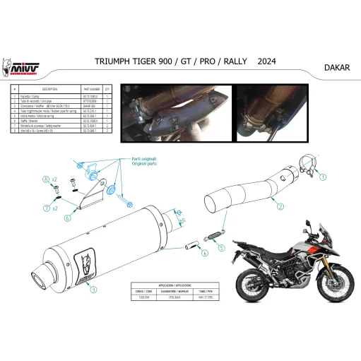 Mivv Triumph Tiger 900 24 - 2025 Terminale Di Scarico Moto Marmitta Dakar Inox Nero Omologato