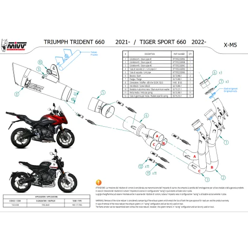 Scarico Completo Mivv Triumph Tiger Sport 660 22 - 2024 Terminale Moto X-M5 Inox Nero