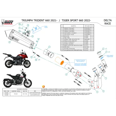 Scarico Completo Mivv Triumph Tiger Sport 660 22 - 2024 Terminale Moto Delta Race Inox Nero