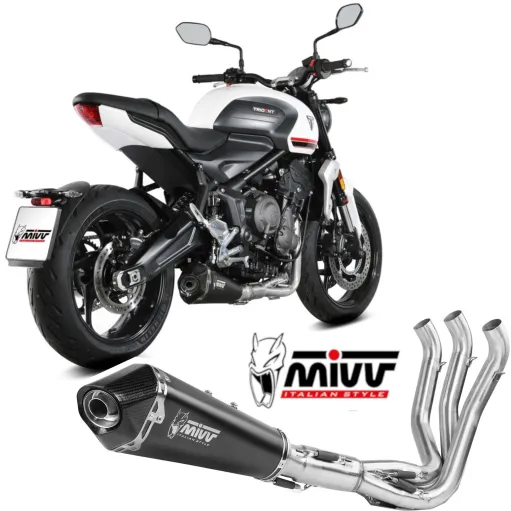 Scarico Completo Mivv Triumph Trident 660 21 - 2024 Terminale Moto Delta Race Inox Nero