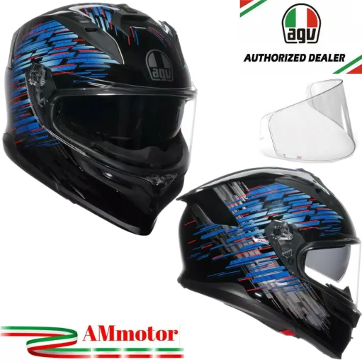Casco Agv K7 Genesis Matt Black Blue Grey Integrale Per Moto Opaco Visiera Max Pinlock