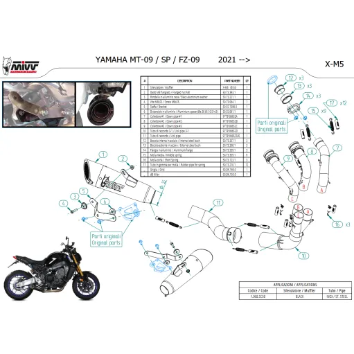 Scarico Completo Mivv Yamaha Mt-09 21 - 2023 Terminale Per Moto X-M5 Inox Nero Racing