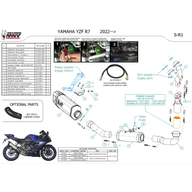 Scarico Completo Mivv Yamaha R7 22 - 2024 Terminale Per Moto SR-1 Titanio