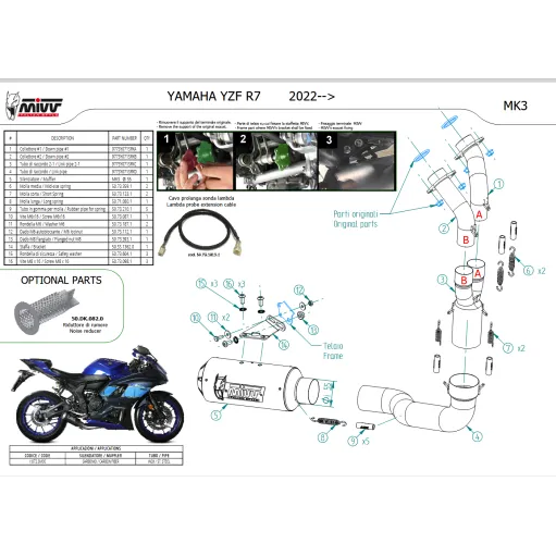 Scarico Completo Mivv Yamaha R7 22 - 2024 Terminale Per Moto Mk3 Carbonio Racing