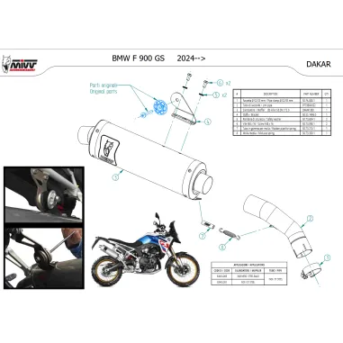 Mivv Bmw F 900 GS 24 - 2025 Terminale Di Scarico Moto Marmitta Dakar Inox Omologato