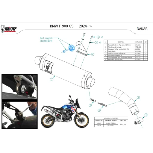 Mivv Bmw F 900 GS 24 - 2025 Terminale Di Scarico Moto Marmitta Dakar Inox Omologato