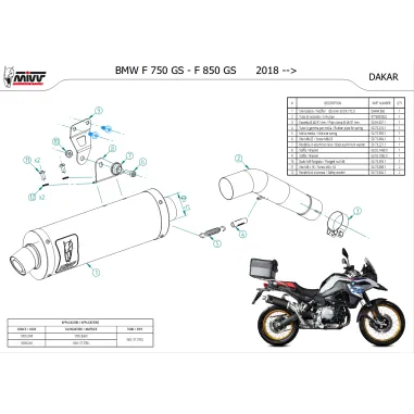 Mivv Bmw F 750 GS Terminale Di Scarico Moto Marmitta Dakar Inox Nero Omologato