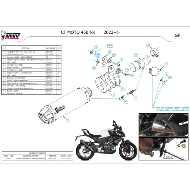 Mivv CF Moto 450NK Terminale Di Scarico Marmitta GP Carbonio Omologato