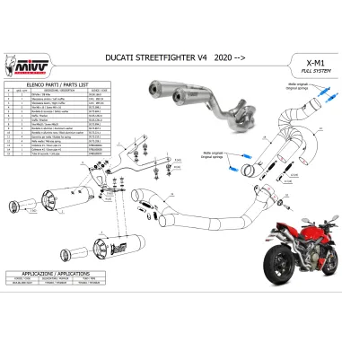 Mivv Ducati Streetfighter V4 20 - 2022 Scarico Completo Per Moto 2 Slip-On Full Titanio