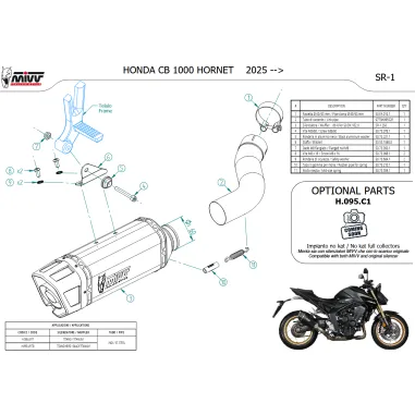 Mivv Honda Hornet 1000 CB Terminale Di Scarico Moto Marmitta SR-1 Titanio Omologato