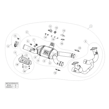 Bmw R 1300 GS Collettori Di Scarico Akrapovic Tubo Elimina Kat Titanio Catalizzatore Moto