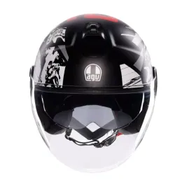 Casco Jet Agv Eteres Hystory Matt Black White Red Doppia Visiera Moto 22206 2
