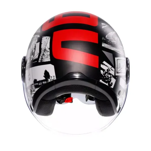 Casco Jet Agv Eteres Hystory Matt Black White Red Doppia Visiera Moto 22206