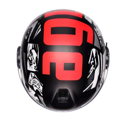 Casco Jet Agv Eteres Hystory Matt Black White Red Doppia Visiera Moto 22206