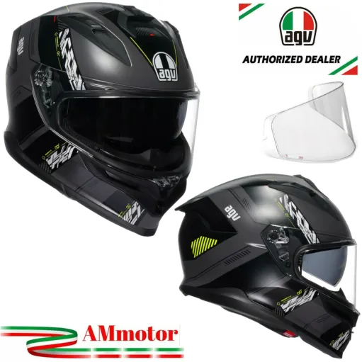 Casco Agv K7 Kyber Matt Grey Yellow Fluo Integrale Per Moto Opaco Visiera Max Pinlock