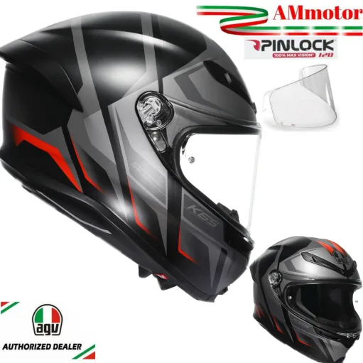 Casco Agv K6 S Karve Matt Black Grey Red Integrale Per Moto Opaco Visiera Max Pinlock