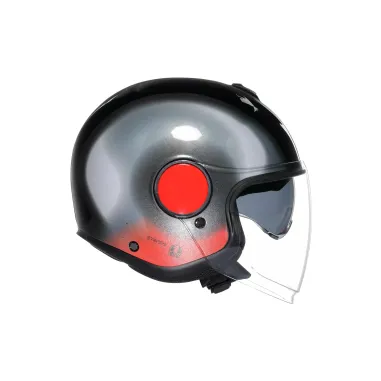 Casco Jet Agv Eteres Levanto Black Silver Red Doppia Visiera Moto Ece 22.06
