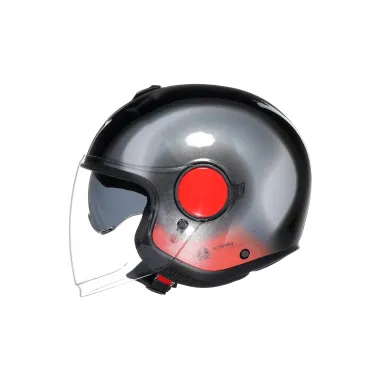 Casco Jet Agv Eteres Levanto Black Silver Red Doppia Visiera Moto Ece 22.06