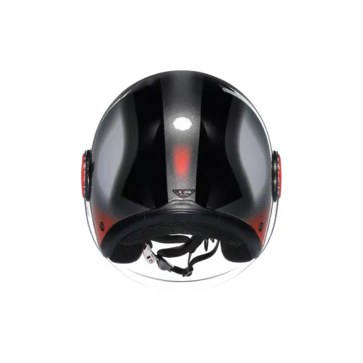 Casco Jet Agv Eteres Levanto Black Silver Red Doppia Visiera Moto Ece 22.06
