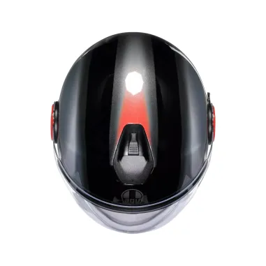 Casco Jet Agv Eteres Levanto Black Silver Red Doppia Visiera Moto Ece 22.06