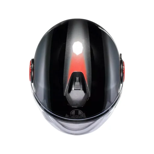 Casco Jet Agv Eteres Levanto Black Silver Red Doppia Visiera Moto Ece 22.06