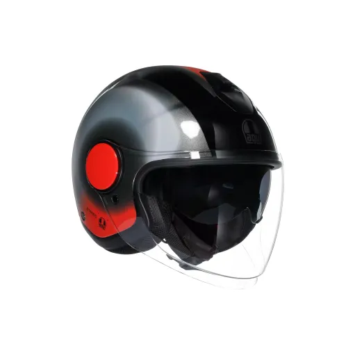 Casco Jet Agv Eteres Levanto Black Silver Red Doppia Visiera Moto Ece 22.06