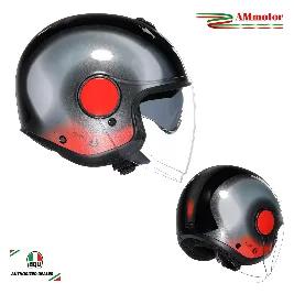 Casco Jet Agv Eteres Levanto Black Silver Red Doppia Visiera Moto Ece 22.06