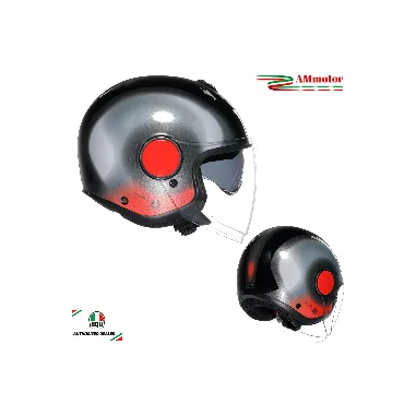 Casco Jet Agv Eteres Levanto Black Silver Red Doppia Visiera Moto Ece 22.06