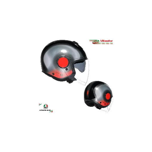 Casco Jet Agv Eteres Levanto Black Silver Red Doppia Visiera Moto Ece 22.06