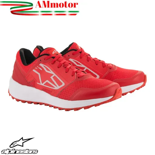 Scarpe Meta Road Shoes Alpinestars Red White Sneakers Urban Moto Uomo