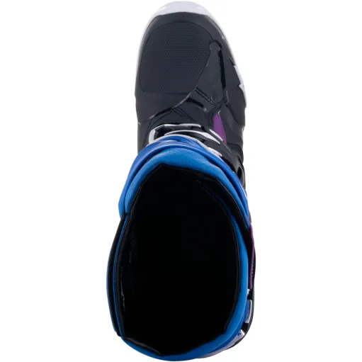 Alpinestars Tech 10 Supervented Stivali Motocross Enduro Nero Smalto Blu Viola Bianco