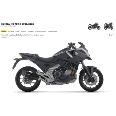 Terminale Di Scarico Arrow Honda NC 750 X 25 - 2026 Slip-On Indy Race EVO alluminio Dark con fondello carby Moto
