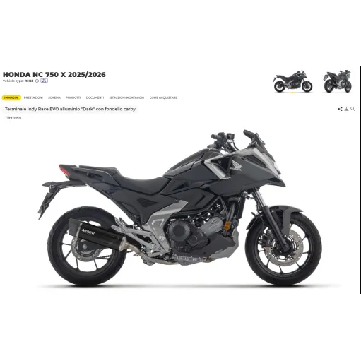 Terminale Di Scarico Arrow Honda NC 750 X 25 - 2026 Slip-On Indy Race EVO alluminio Dark con fondello carby Moto