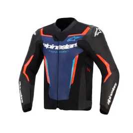 Alpinestars Giacca In Pelle GP Force V2  Black Blue Red Fluo Moto