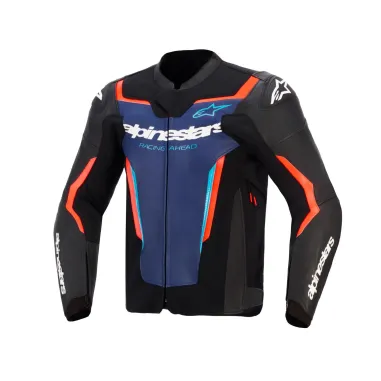 Alpinestars Giacca In Pelle GP Force V2  Black Blue Red Fluo Moto