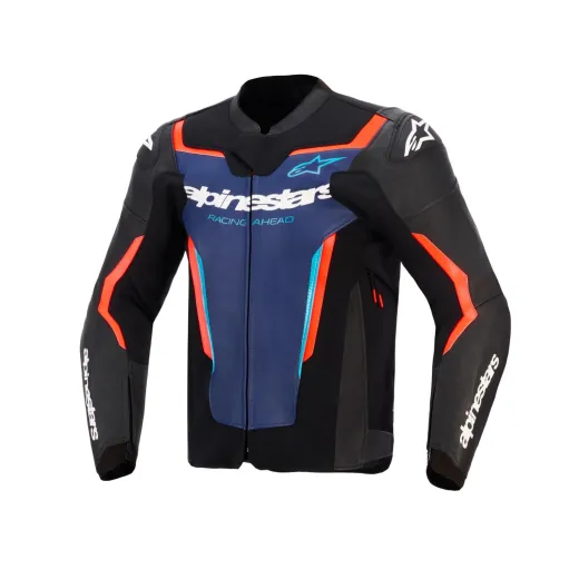 Alpinestars Giacca In Pelle GP Force V2  Black Blue Red Fluo Moto