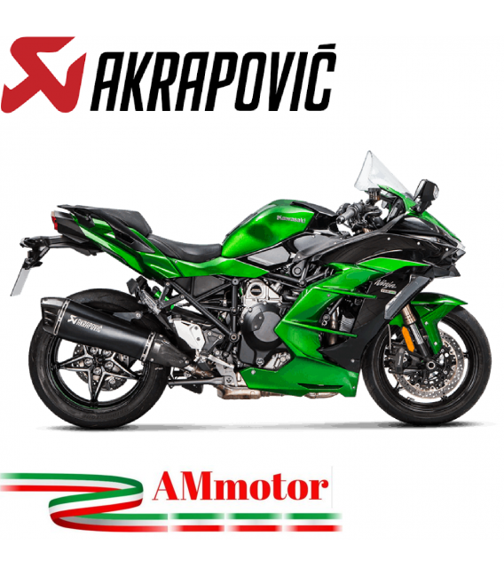 Akrapovic Kawasaki Ninja H2 Sx 18 - 2020 Terminale Di Scarico Slip-On Line Titanio Black Moto Omologato