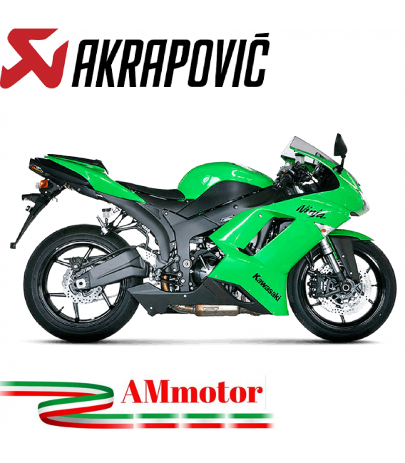 Akrapovic Kawasaki Ninja Zx-6 R 07 2008 Terminale Di Scarico Slip-On Line Titanio Moto Omologato