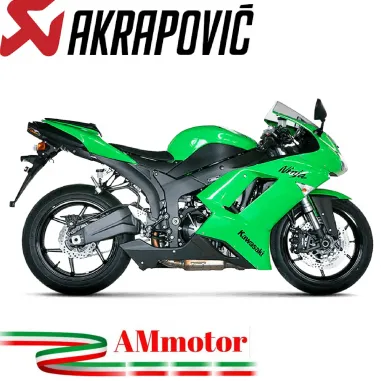 Akrapovic Kawasaki Ninja Zx-6 R 07 2008 Terminale Di Scarico Slip-On Line Titanio Moto Omologato
