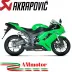 Akrapovic Kawasaki Ninja Zx-6 R 07 2008 Terminale Di Scarico Slip-On Line Titanio Moto Omologato