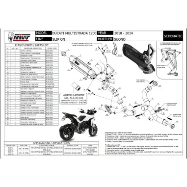 Mivv Ducati Multistrada 1200 10 - 2014 Terminale Di Scarico Moto Marmitta Suono Inox Nero