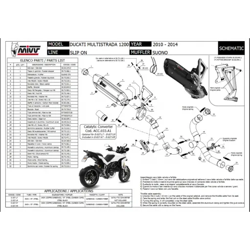 Mivv Ducati Multistrada 1200 10 - 2014 Terminale Di Scarico Moto Marmitta Suono Inox Nero